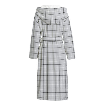 Grey Tattersall Pattern Print Hooded Bathrobe