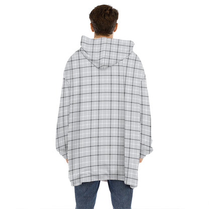 Grey Tattersall Pattern Print Hoodie Blanket