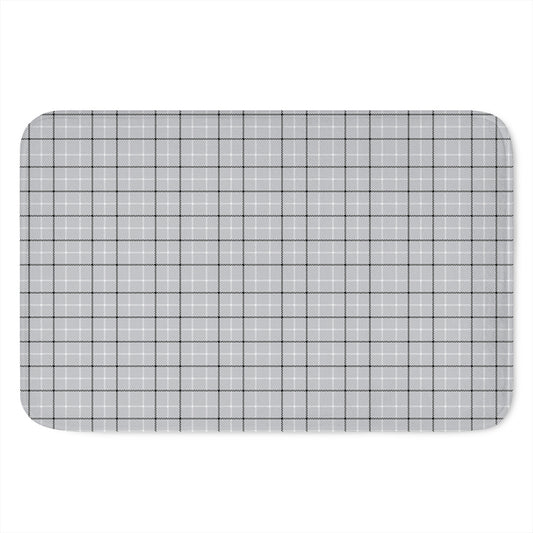 Grey Tattersall Pattern Print Indoor Door Mat