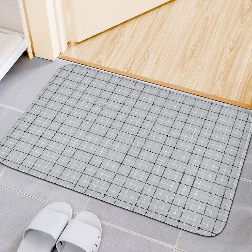 Grey Tattersall Pattern Print Indoor Door Mat