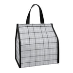 Grey Tattersall Pattern Print Insulated Lunch Tote
