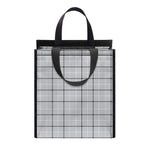 Grey Tattersall Pattern Print Insulated Lunch Tote