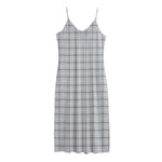 Grey Tattersall Pattern Print Jersey Midi Cami Dress