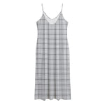 Grey Tattersall Pattern Print Jersey Midi Cami Dress