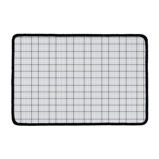 Grey Tattersall Pattern Print Kitchen Mat