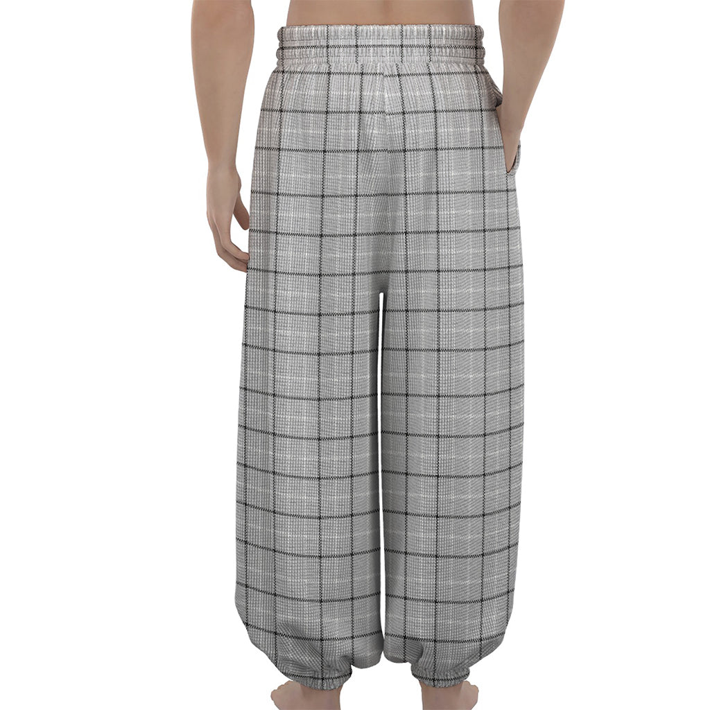 Grey Tattersall Pattern Print Lantern Pants