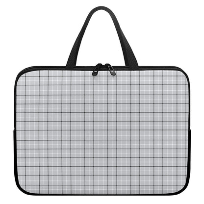 Grey Tattersall Pattern Print Laptop Sleeve With Handle