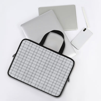 Grey Tattersall Pattern Print Laptop Sleeve With Handle