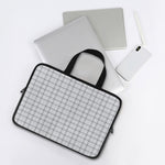 Grey Tattersall Pattern Print Laptop Sleeve With Handle