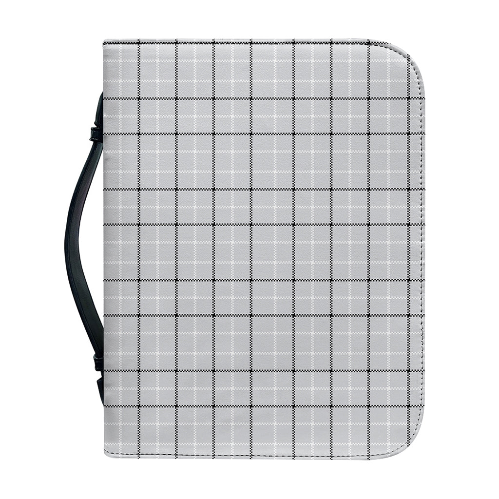 Grey Tattersall Pattern Print Leather Bible Cover