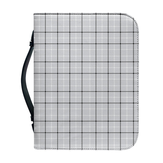 Grey Tattersall Pattern Print Leather Bible Cover