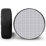 Grey Tattersall Pattern Print Leather Spare Tire Cover