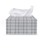 Grey Tattersall Pattern Print Leather Tissue Box Cover