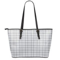 Grey Tattersall Pattern Print Leather Tote Bag With Zipper