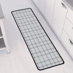 Grey Tattersall Pattern Print Long Kitchen Mat