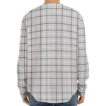 Grey Tattersall Pattern Print Long Sleeve Baseball Jersey