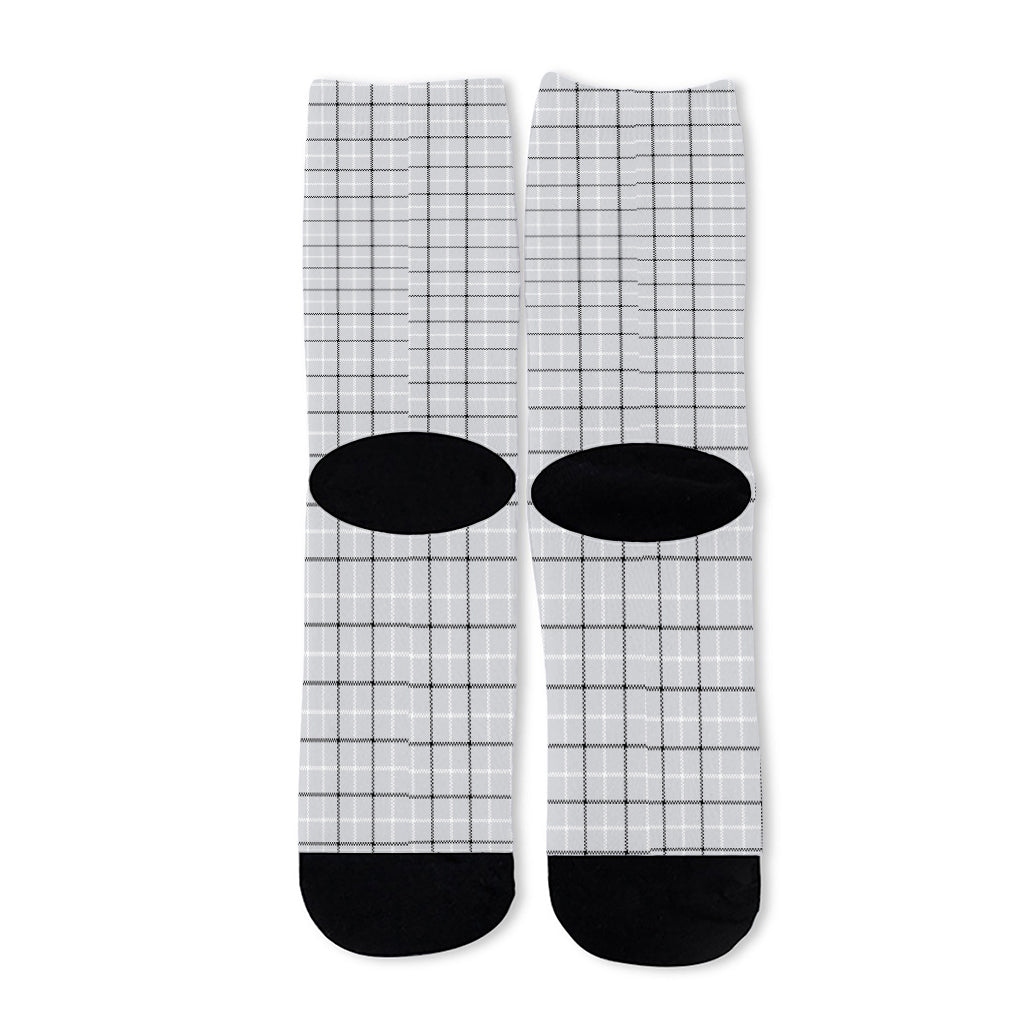Grey Tattersall Pattern Print Long Socks