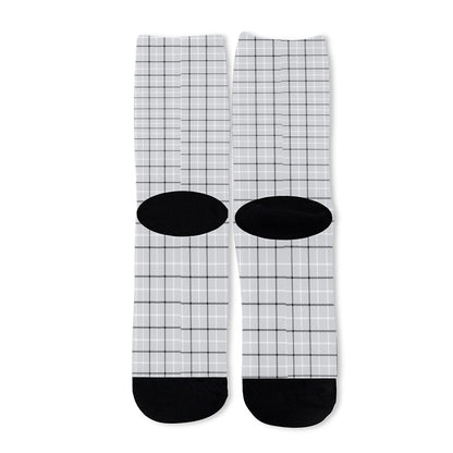 Grey Tattersall Pattern Print Long Socks