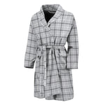Grey Tattersall Pattern Print Men's Bathrobe