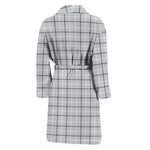 Grey Tattersall Pattern Print Men's Bathrobe