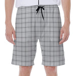 Grey Tattersall Pattern Print Men's Beach Shorts