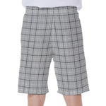Grey Tattersall Pattern Print Men's Beach Shorts