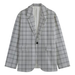 Grey Tattersall Pattern Print Men's Blazer