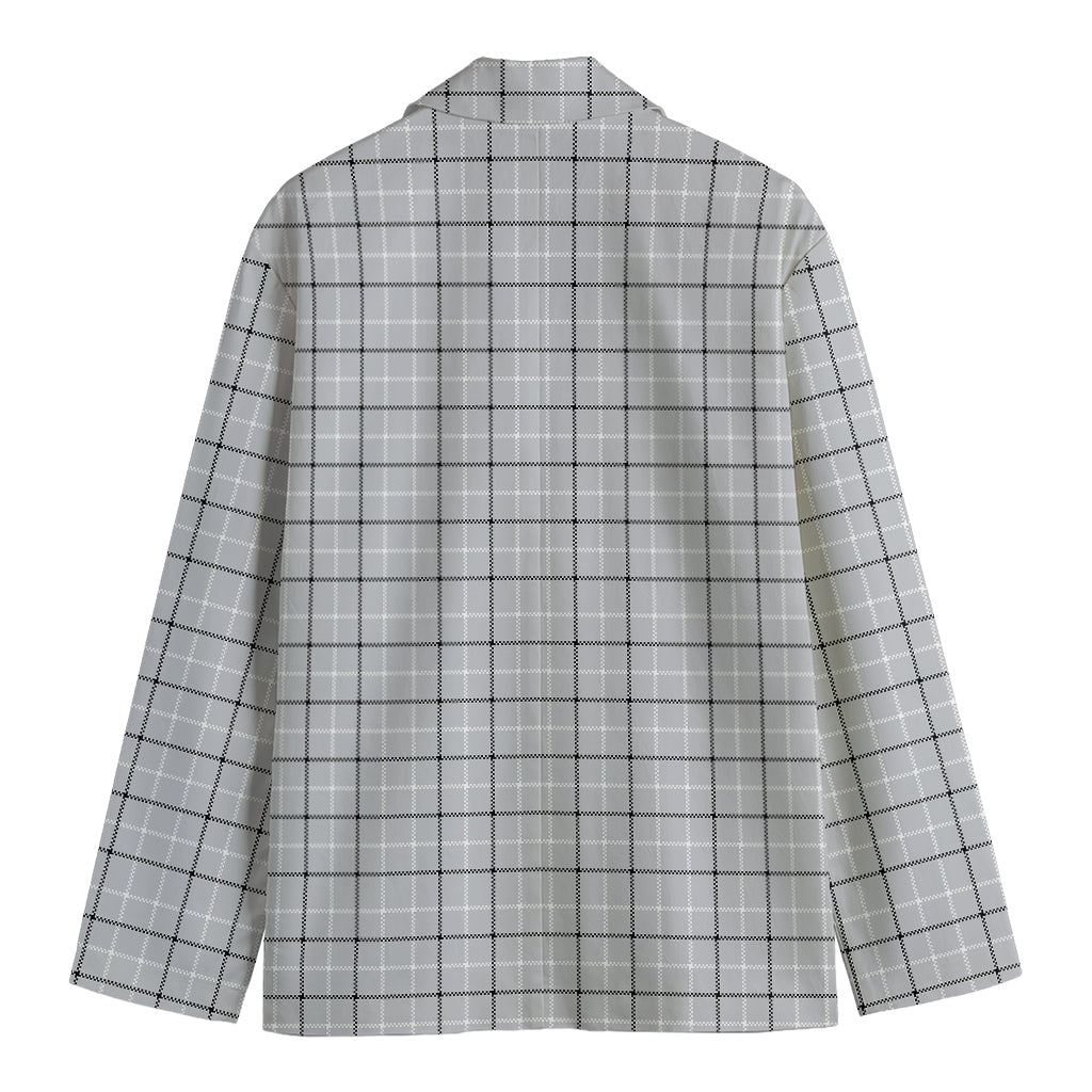 Grey Tattersall Pattern Print Men's Blazer