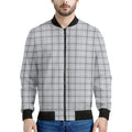 Grey Tattersall Pattern Print Men's Bomber Jacket
