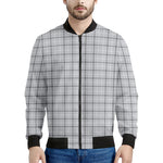 Grey Tattersall Pattern Print Men's Bomber Jacket