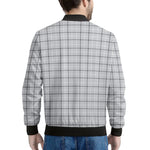 Grey Tattersall Pattern Print Men's Bomber Jacket