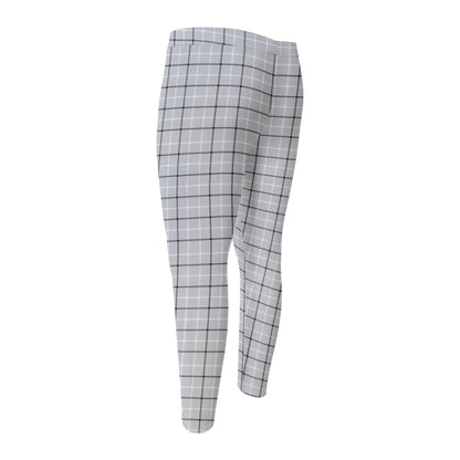 Grey Tattersall Pattern Print Men's Compression Pants