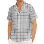 Grey Tattersall Pattern Print Men's Deep V-Neck Shirt