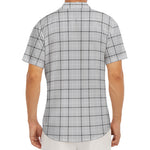 Grey Tattersall Pattern Print Men's Deep V-Neck Shirt