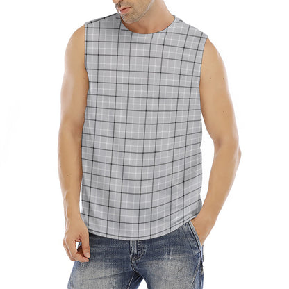 Grey Tattersall Pattern Print Men's Fitness Tank Top