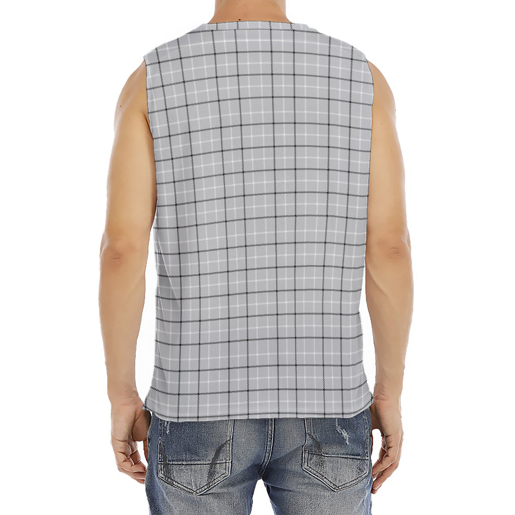 Grey Tattersall Pattern Print Men's Fitness Tank Top