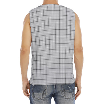 Grey Tattersall Pattern Print Men's Fitness Tank Top