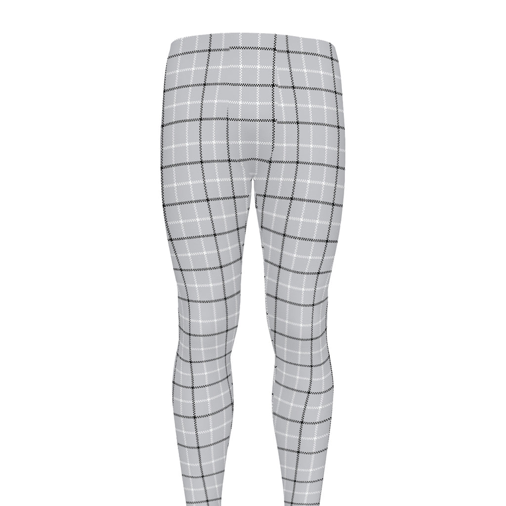 Grey Tattersall Pattern Print Men's leggings