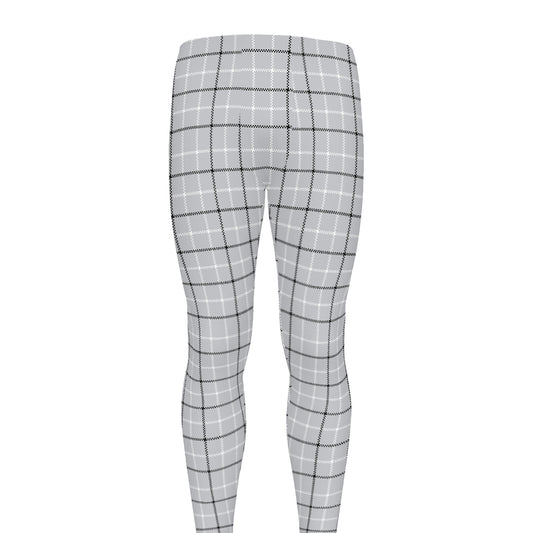 Grey Tattersall Pattern Print Men's leggings