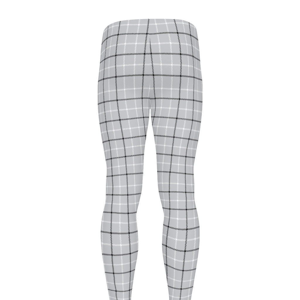 Grey Tattersall Pattern Print Men's leggings