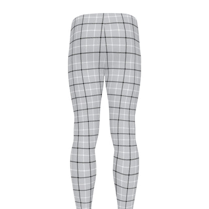 Grey Tattersall Pattern Print Men's leggings