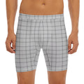 Grey Tattersall Pattern Print Men's Long Boxer Briefs