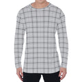 Grey Tattersall Pattern Print Men's Long Sleeve T-Shirt