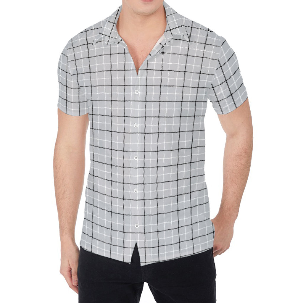 Grey Tattersall Pattern Print Men's Shirt