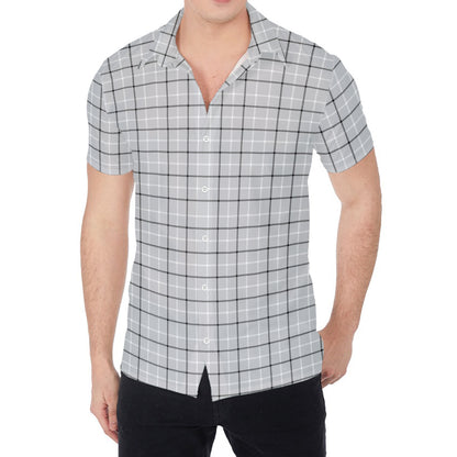 Grey Tattersall Pattern Print Men's Shirt