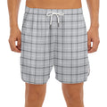 Grey Tattersall Pattern Print Men's Split Running Shorts