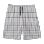 Grey Tattersall Pattern Print Men's Swim Trunks