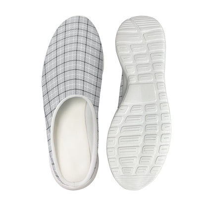 Grey Tattersall Pattern Print Mesh Casual Shoes