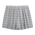 Grey Tattersall Pattern Print Mesh Shorts