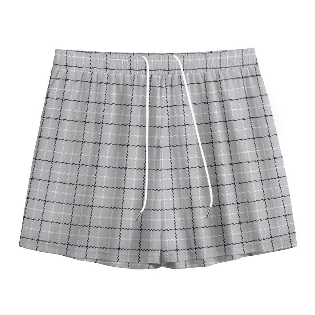 Grey Tattersall Pattern Print Mesh Shorts